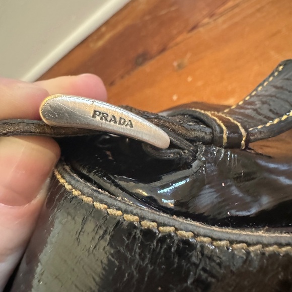 Authentic Prada Cleo Black Patent Leather Shoulder Bag Satchel Vintage Italy - Picture 10 of 16